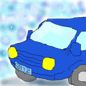 青い車
